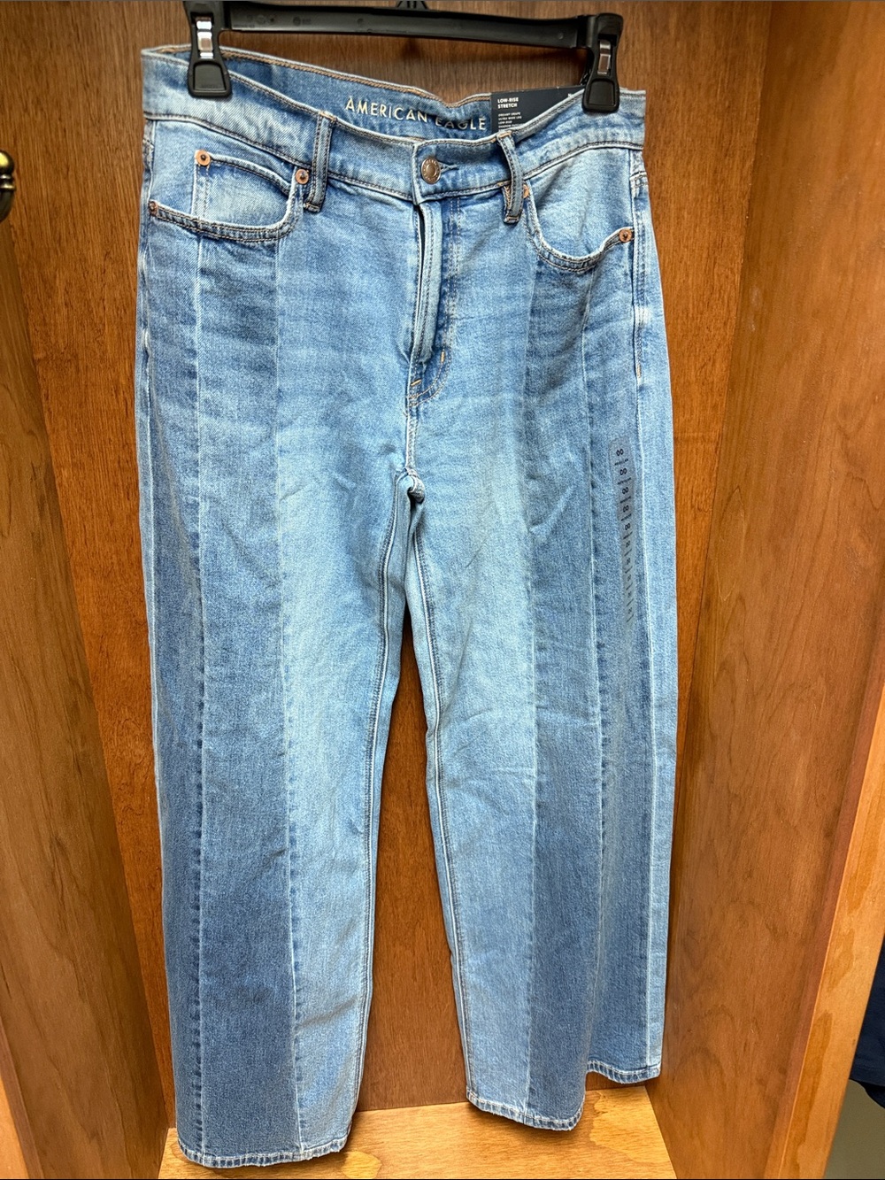 American Eagle Outfitters Two-Tone Light and Medium Blue Wide Leg Jeans